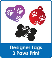 Designer Tags Paw Print Print Three Paw Tags