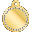 Taggit Glamour large gold circle shaped pet tags.
